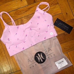 NWT Astoria Activewear Pink Luxe Cherry Sports Bra Size Small